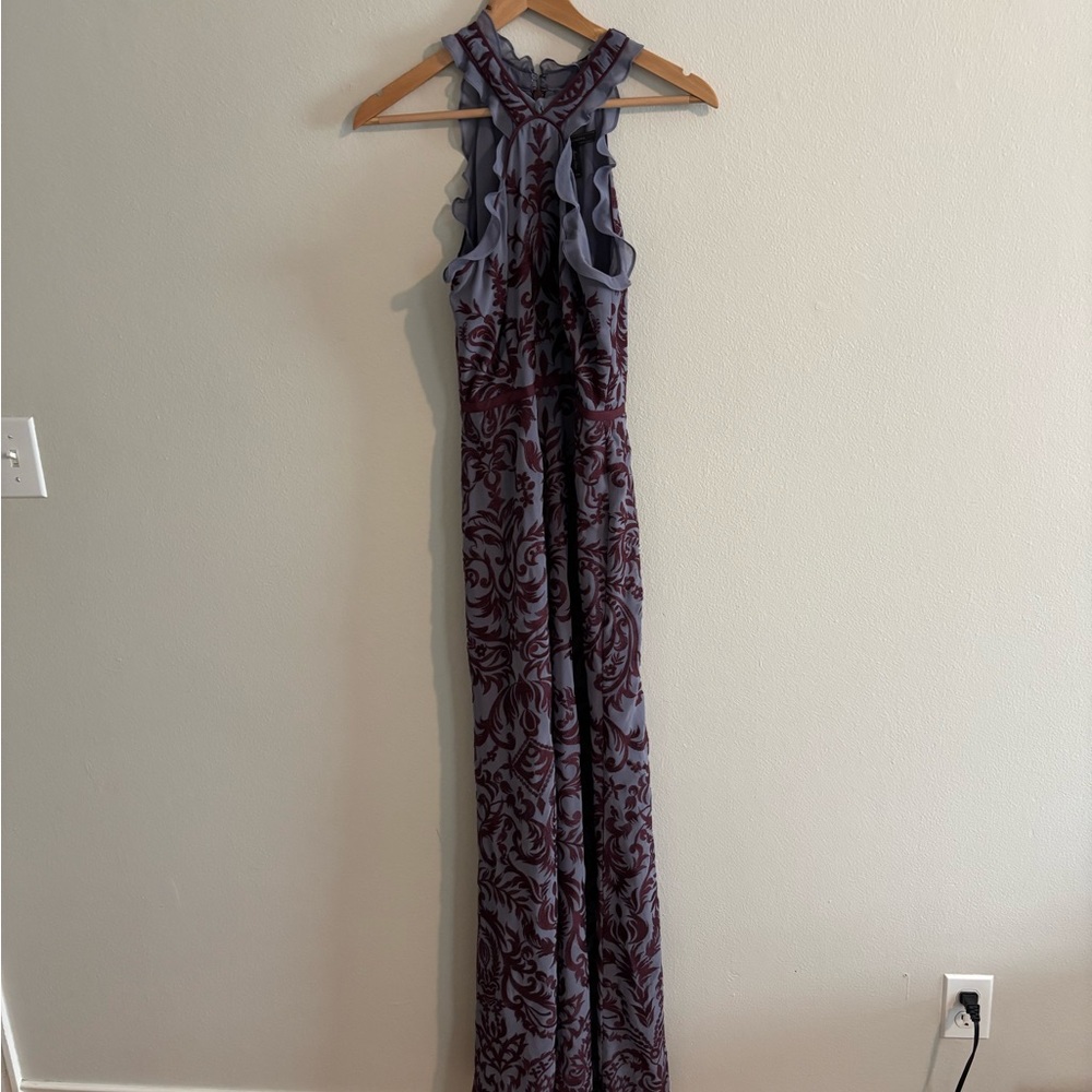 BCBG Maxazria Embroidered Chiffon Halter Gown size 4